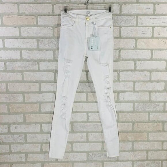 Frame NWT Le High Skinny Distressed Blanc … - Picture 4 of 11